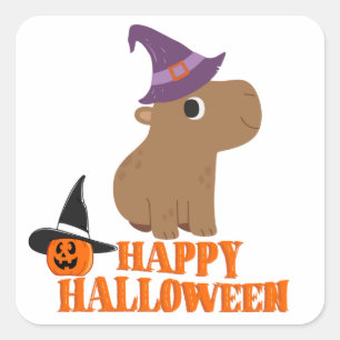 Pegatina Cuadrada Capybara divertido de Halloween