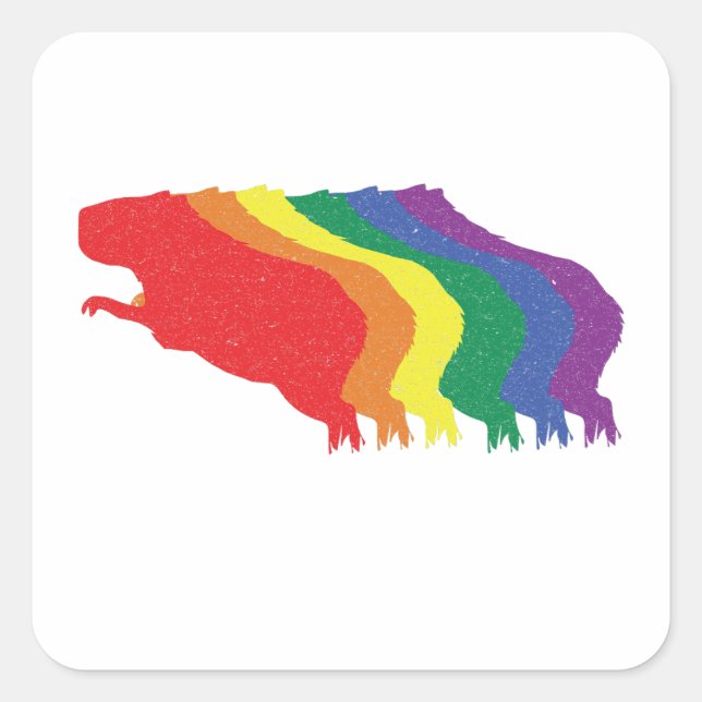 Pegatina Cuadrada Capybaras LGBTQ Transgénero de Cerdo de Agua Arcoi (Anverso)