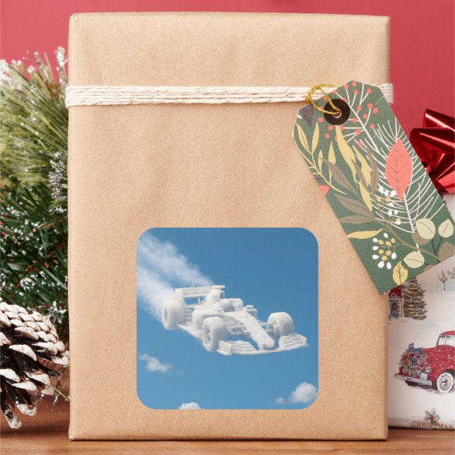 Pegatina Cuadrada Car cloud square sticker description (Vacaciones)