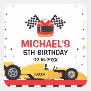 Pegatina Cuadrada Car Racing Birthday