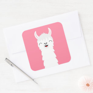 Pegatina Cuadrada Cara alpaca de Llama