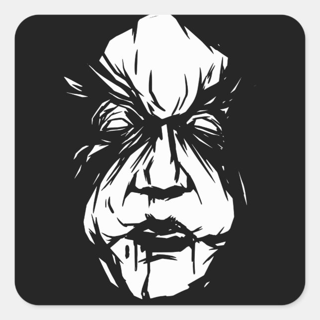 Pegatina Cuadrada Cara de bruja asquerosa (Anverso)