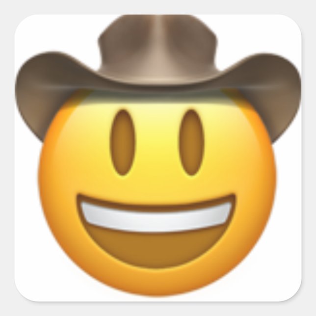Pegatina Cuadrada Cara de emoji de vaquero (Anverso)