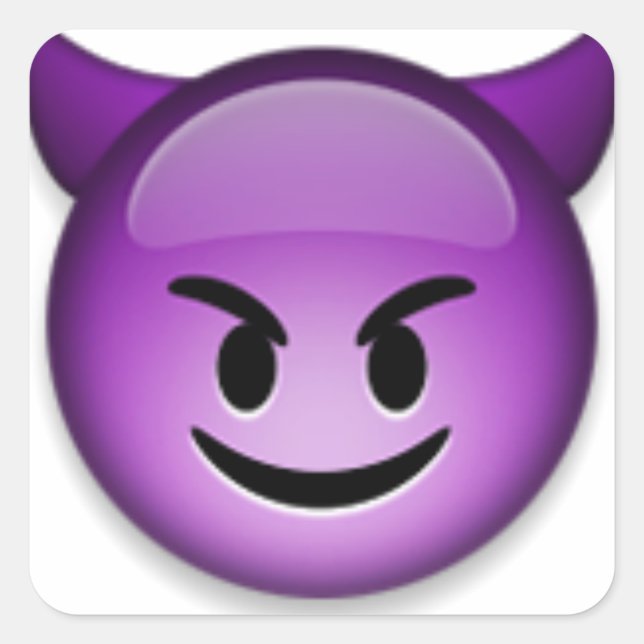 Pegatina Cuadrada Cara de Emoji traviesa (Anverso)