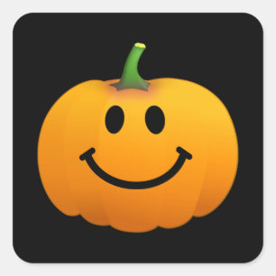 Pegatina Cuadrada Cara de la calabaza de Halloween