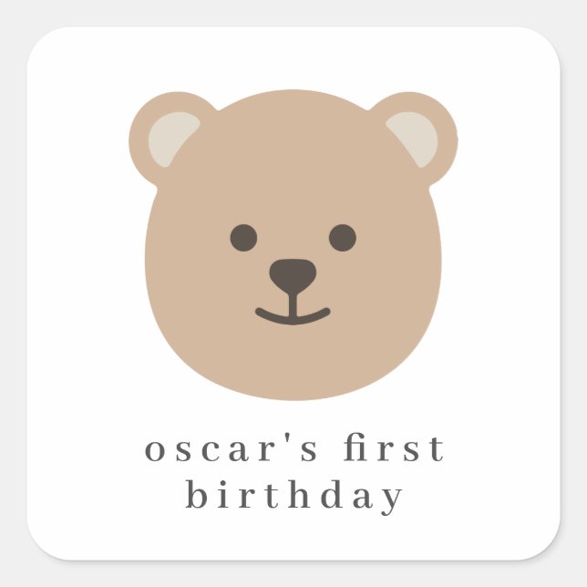 Pegatina Cuadrada Cara de oso de peluche - Napkin de papel (Anverso)