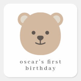 Pegatina Cuadrada Cara de oso de peluche - Napkin de papel