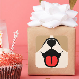 Pegatina Cuadrada Cara de perro