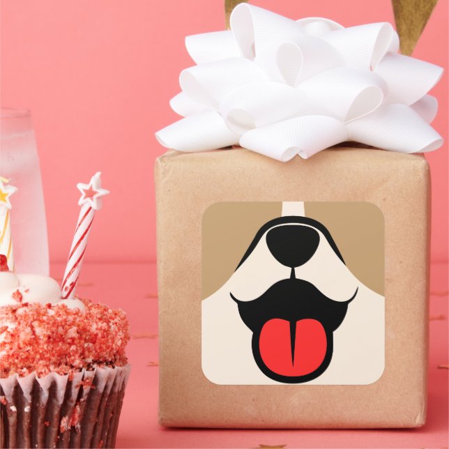 Pegatina Cuadrada Cara de perro (Fiesta)