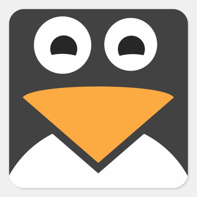Pegatina Cuadrada Cara de pingüino (Anverso)