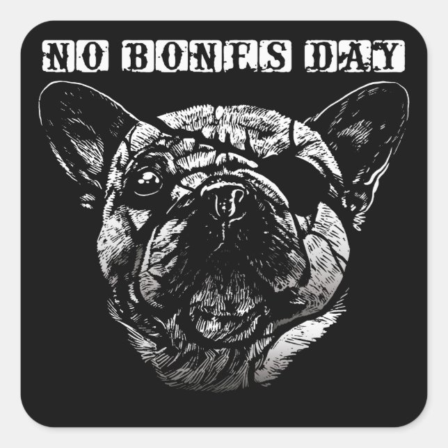 Pegatina Cuadrada Cara de Pug - Día sin huesos (Anverso)