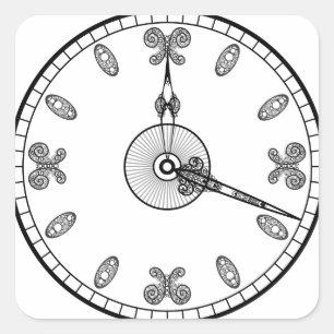 Pegatina Cuadrada Cara de reloj