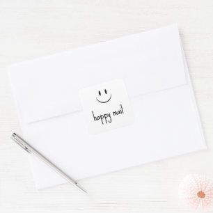 Pegatina Cuadrada Cara de sonrisa de correo feliz