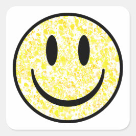 Pegatina Cuadrada Cara de sonrisa salpicada