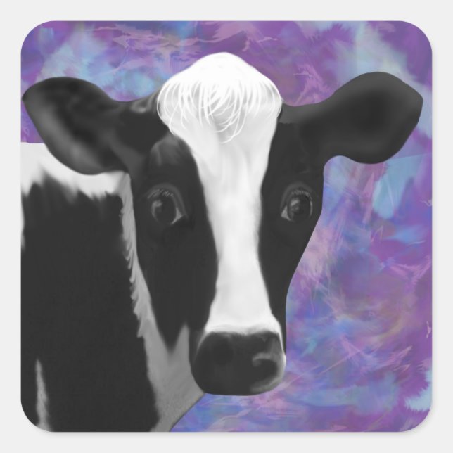 Pegatina Cuadrada Cara de vaca de bonito (Anverso)