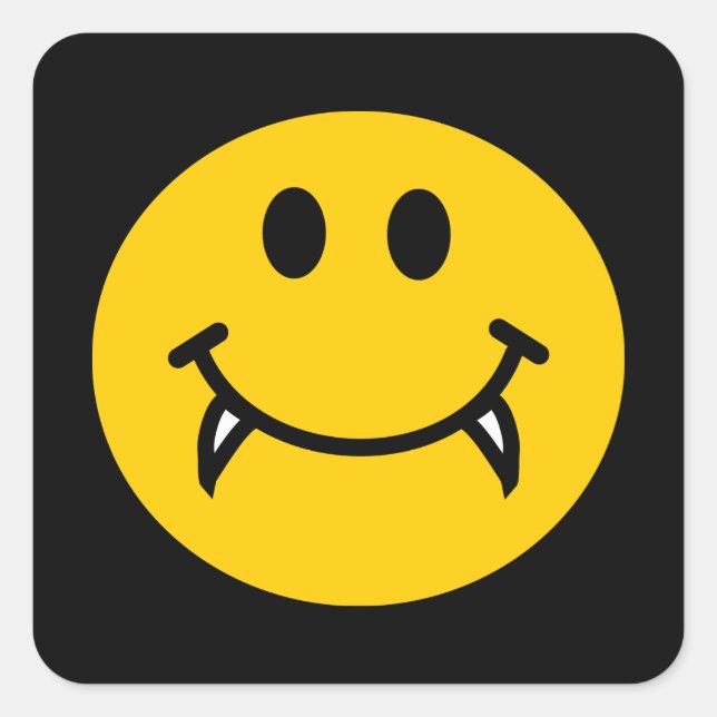 Pegatina Cuadrada Cara de vampiro con colmillos (Anverso)