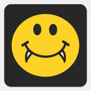 Pegatina Cuadrada Cara del vampiro con los colmillos