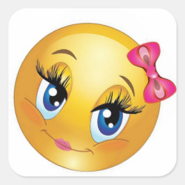 Pegatina Cuadrada Cara linda con el arco