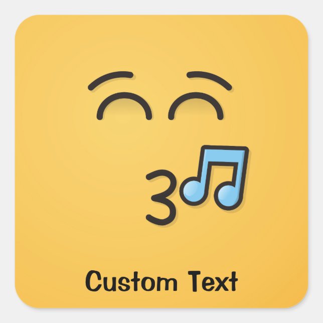 Pegatina Cuadrada Cara silbando con ojos sonrientes Classic Round St (Anverso)