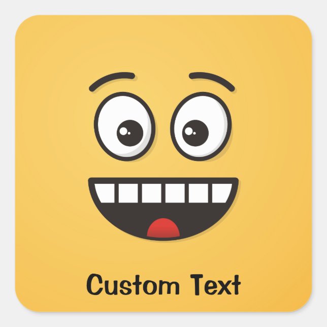 Pegatina Cuadrada Cara sonriente con boca abierta (Anverso)