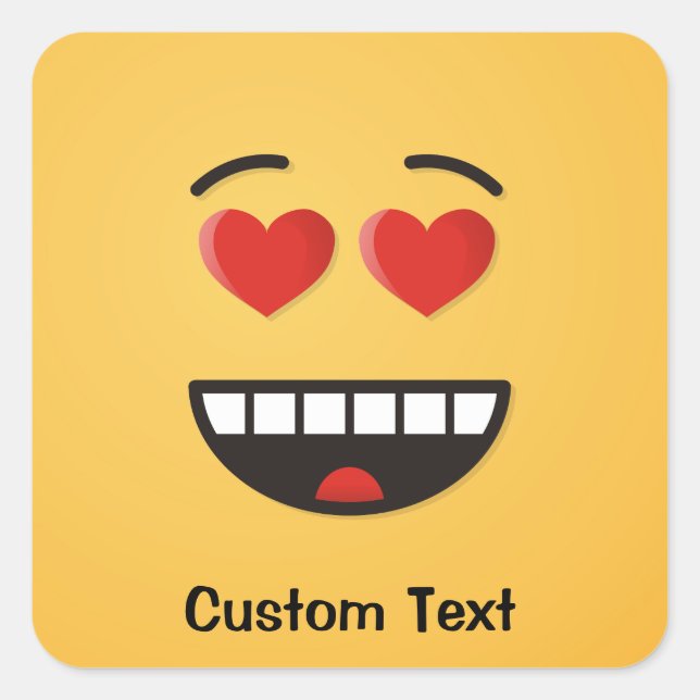 Pegatina Cuadrada Cara sonriente con ojos en forma de corazón redond (Anverso)