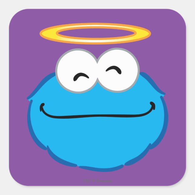 Pegatina Cuadrada Cara sonriente de cookie con Halo (Anverso)