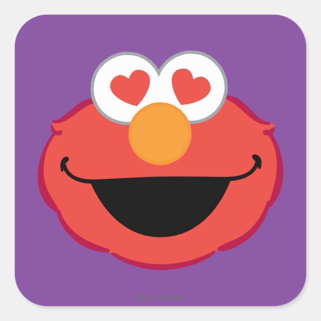 Pegatina Cuadrada Cara sonriente de Elmo con ojos en forma de corazó (Anverso)