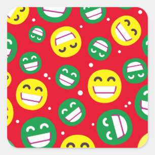 Pegatina Cuadrada Cara sonriente Emojis de ojos rojas Personalizado