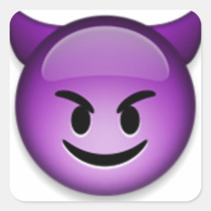 Pegatina Cuadrada Cara traviesa de la emoji