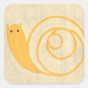 Pegatina Cuadrada Caracol amarillo en fondo crema