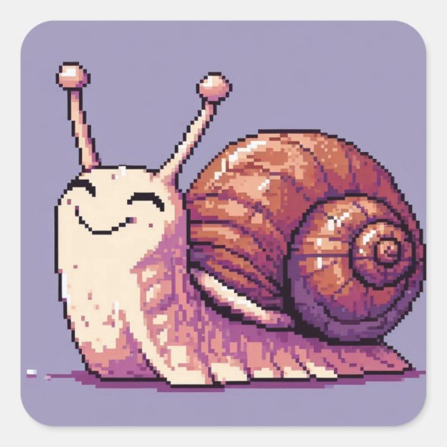 Pegatina Cuadrada Caracol sonriente (Anverso)