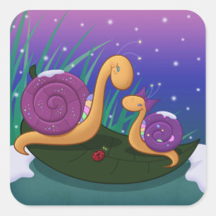 Pegatina Cuadrada Caracol y Tilly de la madre