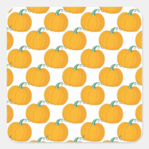 Pegatina Cuadrada Carácter de calabaza: Patrón de tracción manual vi