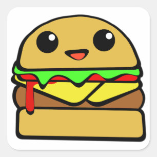 Pegatina Cuadrada Carácter de la hamburguesa