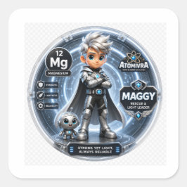 Pegatina Cuadrada Carácter de Magnesio ATOMIVRA