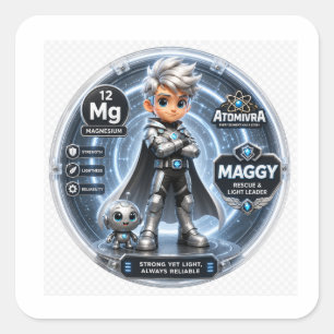 Pegatina Cuadrada Carácter de Magnesio ATOMIVRA