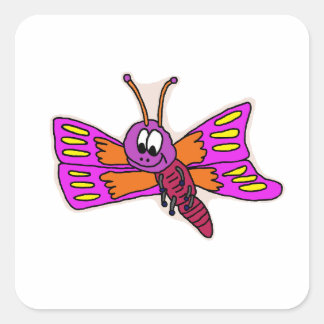 Pegatina Cuadrada Carácter mariposa