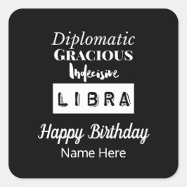 Pegatina Cuadrada Características del Divertido de Libra Zodiac Cump