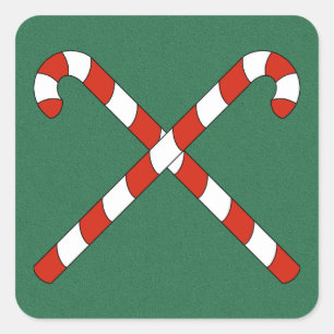 Pegatina Cuadrada Caramelos de Navidad Cruzados