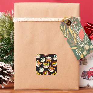 Pegatina Cuadrada Caras de gato