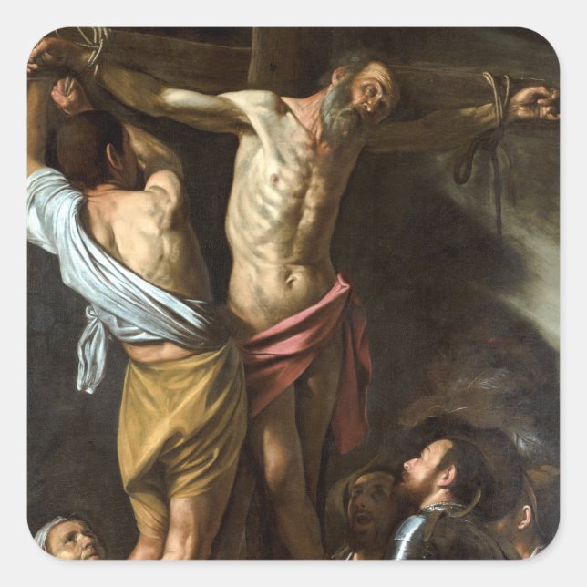 Pegatina Cuadrada Caravaggio La crucifixión de San Andrés (Anverso)