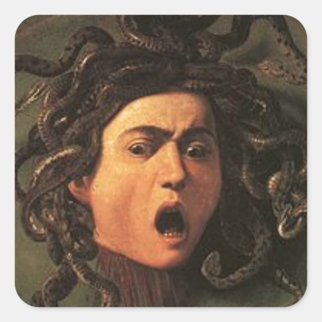 Pegatina Cuadrada Caravaggio - Medusa - Arte clásico italiano (Anverso)