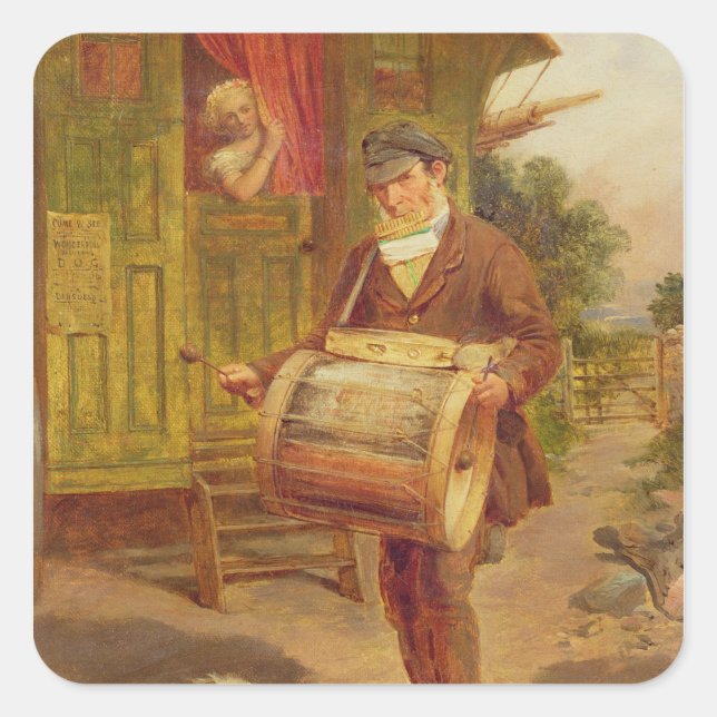 Pegatina Cuadrada Caravana gitana (Anverso)