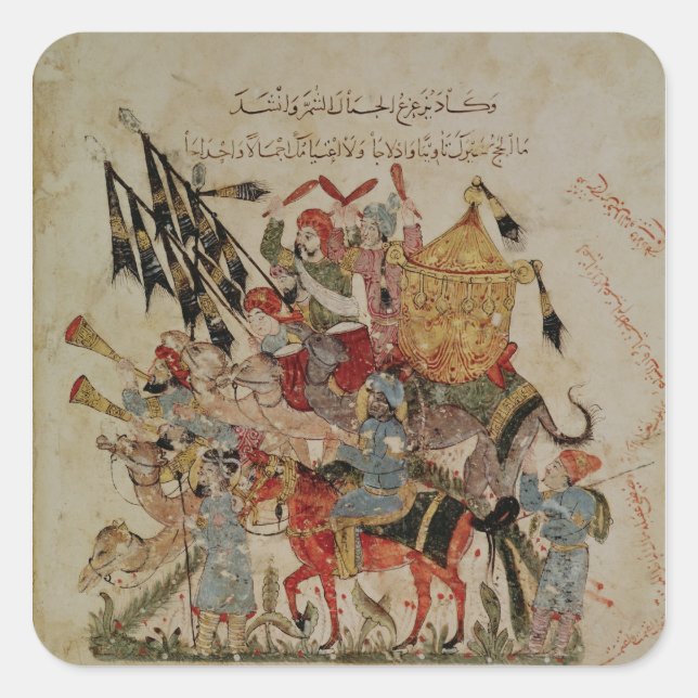 Pegatina Cuadrada Caravana que va a La Meca (Anverso)