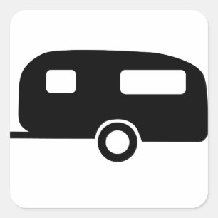 Pegatina Cuadrada Caravana retra