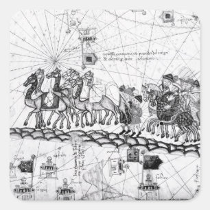 Pegatina Cuadrada Caravanas cruzando los Urales en el camino a