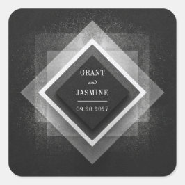 Pegatina Cuadrada Carbón Dinámico Glaciar Elegancia Geométrica