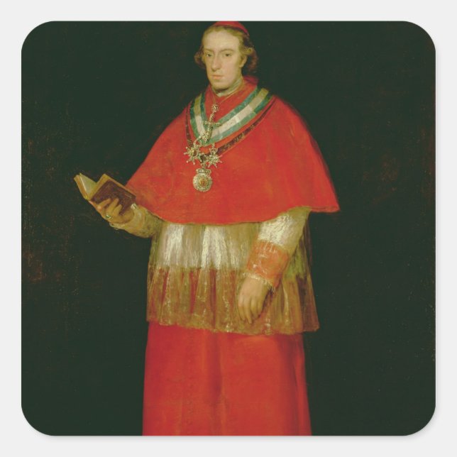 Pegatina Cuadrada Cardenal Don Luis de Bourbon c.1800 (Anverso)
