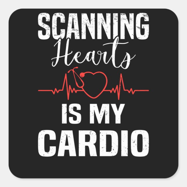 Pegatina Cuadrada Cardiología Cirugía Cardíaca Cardióloga (Anverso)