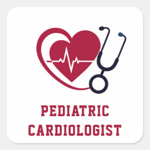 Pegatina Cuadrada Cardiólogo Pediátrico Corazones Pequeños Gran Cuid